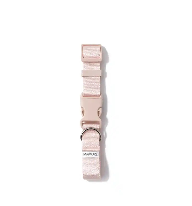 Amore Dog Collar in Petal Pink laying flat