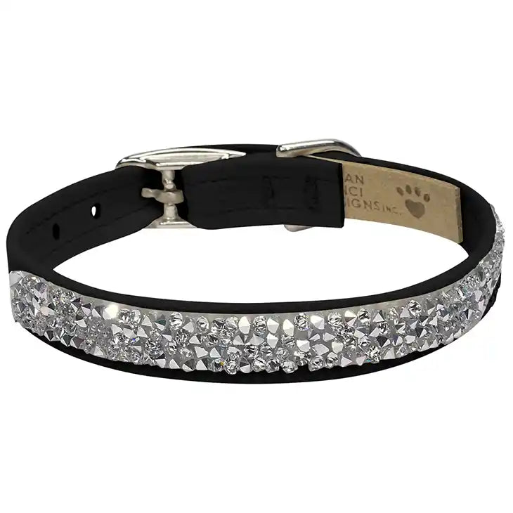 susan lanci crystal rocks dog collar black