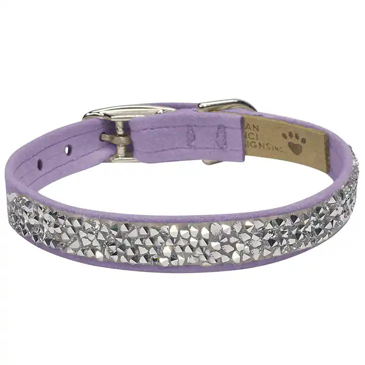 susan lanci crystal rocks dog collar lavender