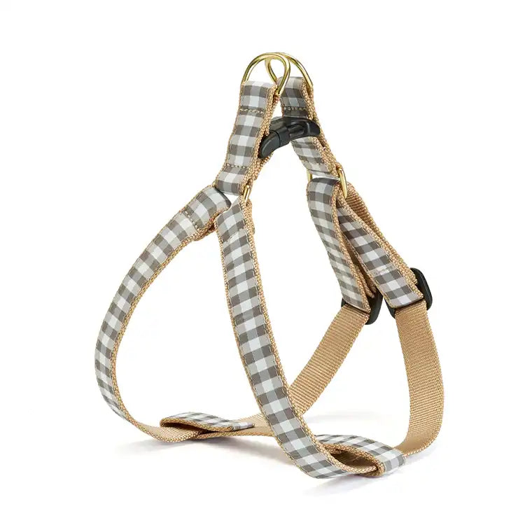 up country gray buffalo check dog harness