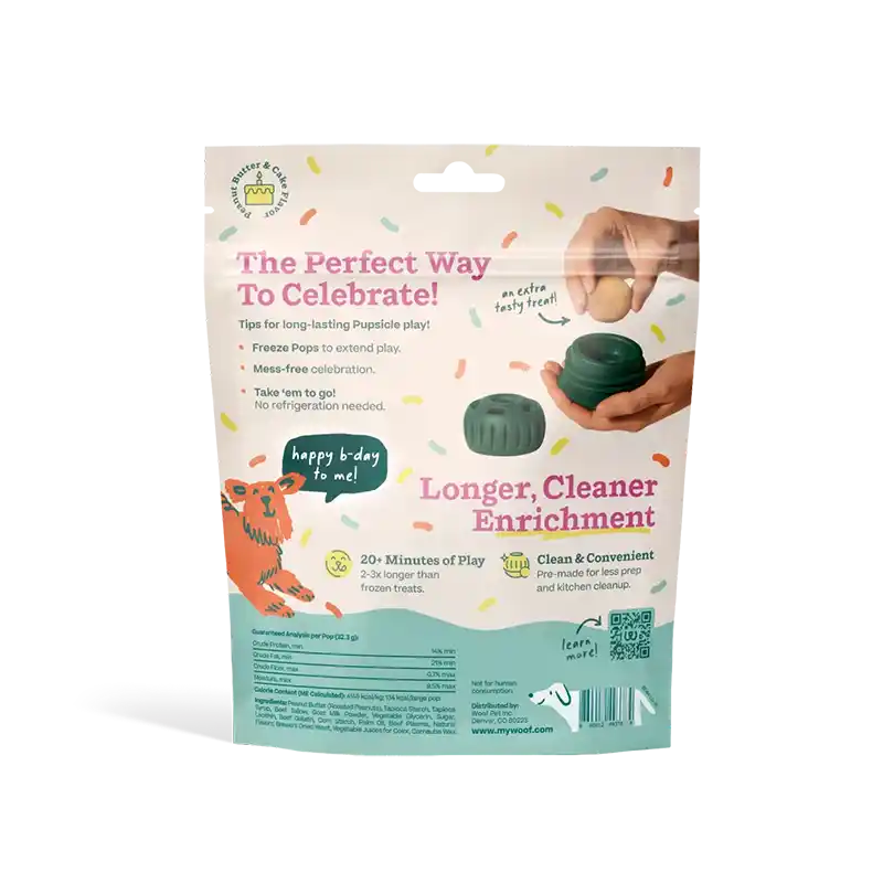 back of packaging for woof birthday pops