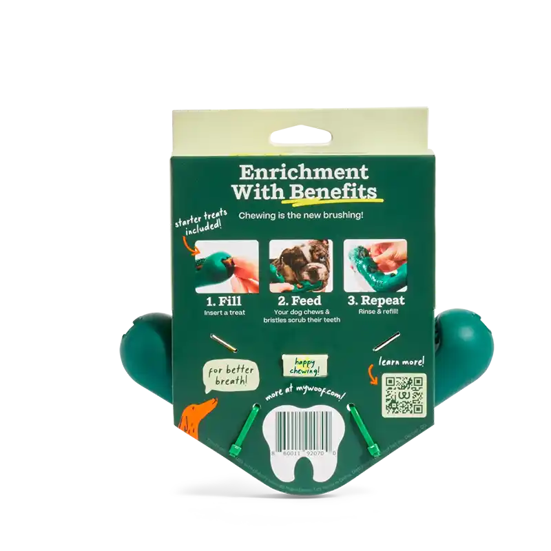 back of bite 'n brush packaging