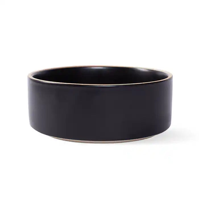black ceramic pet bowl