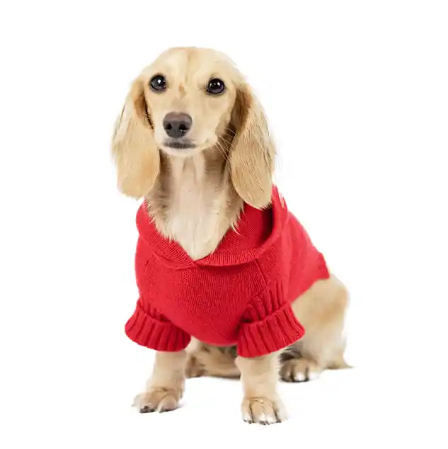 red cashmere hoodie for dogs