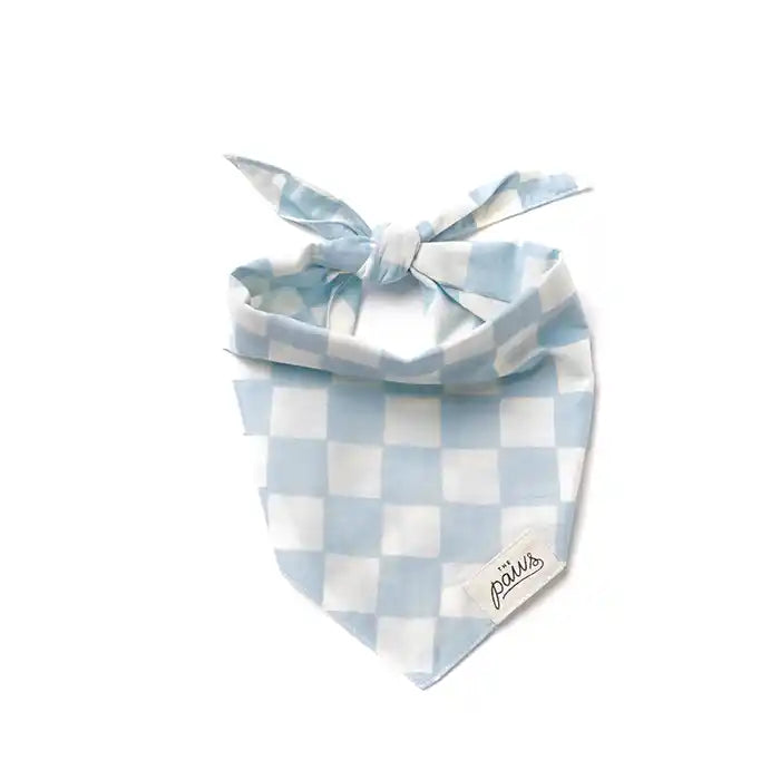 sky blue checked pet dog bandana