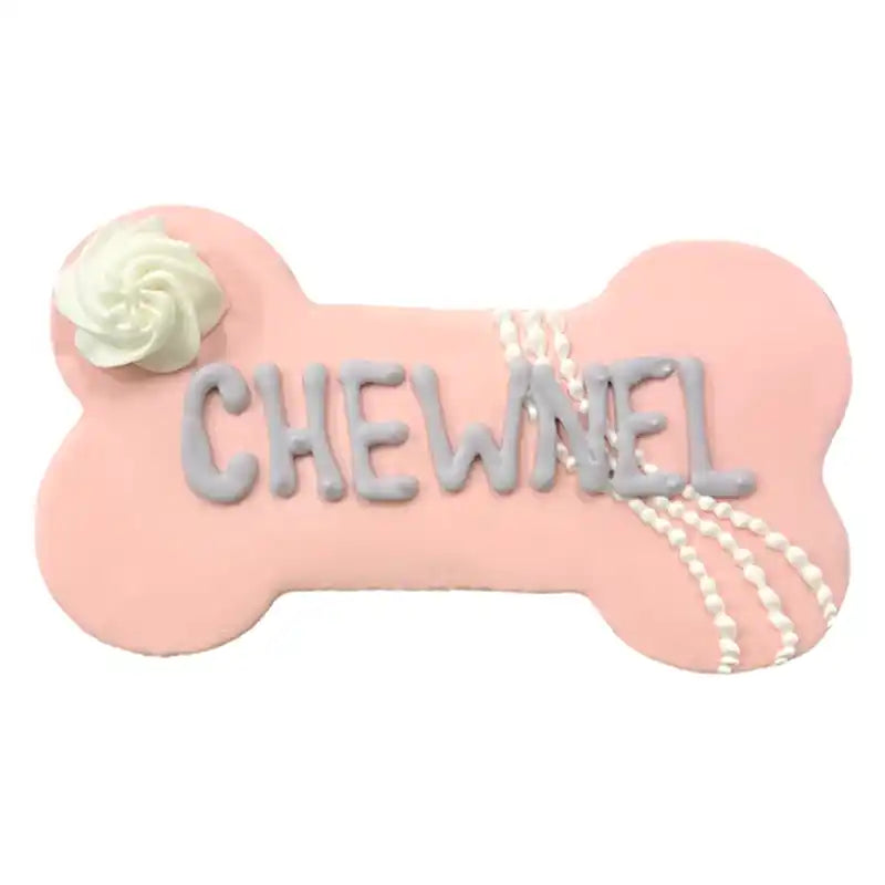 pink chewnel bone dog treat