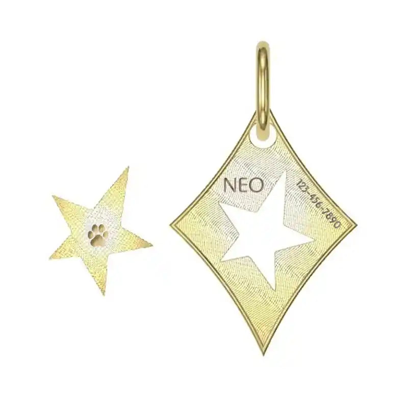 dog id tag with cut out star charm for owner