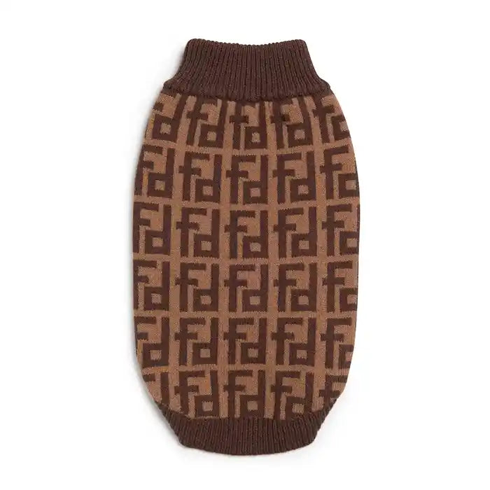 fab dog brown fendi inspired luxe sweater back view