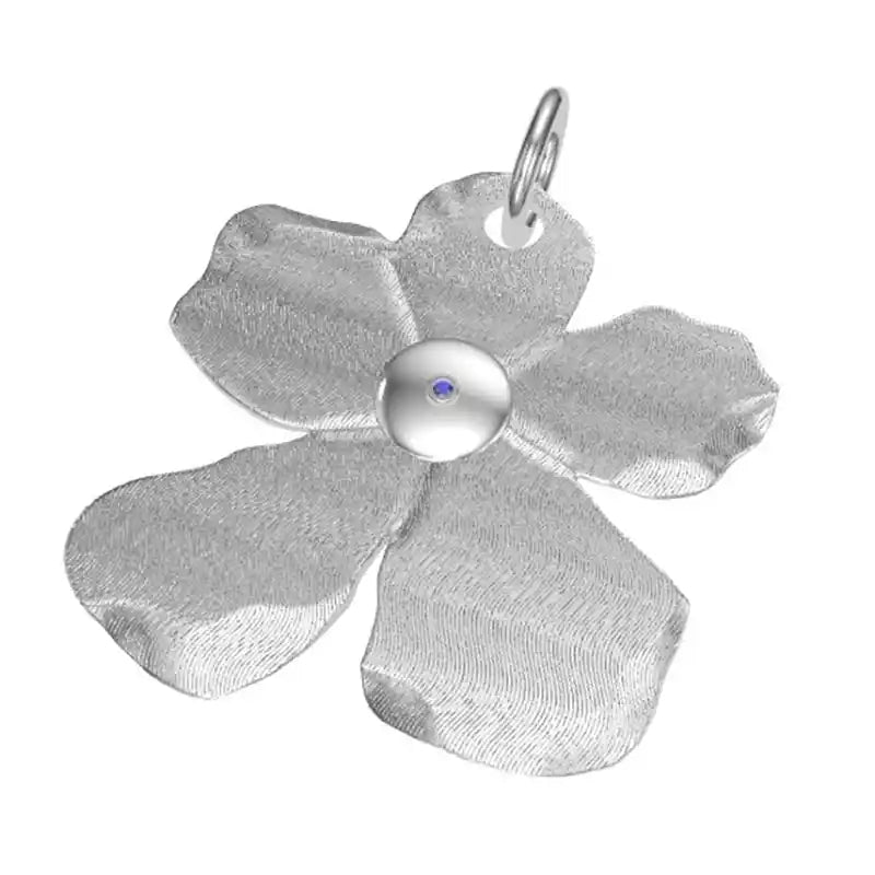 sterling silver flower dog id tag