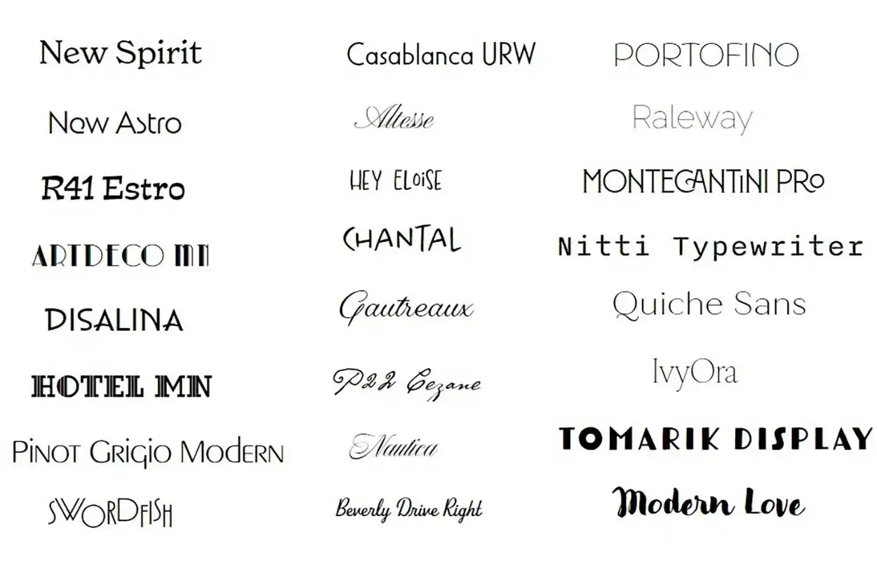 font samples for gem and whisker