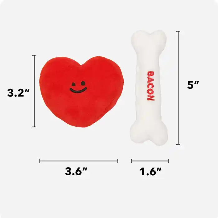 dimensions of bone heart dog toy