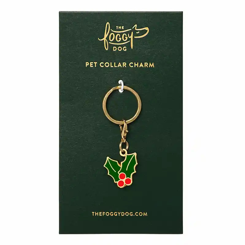 foggy dog holly dog collar charm