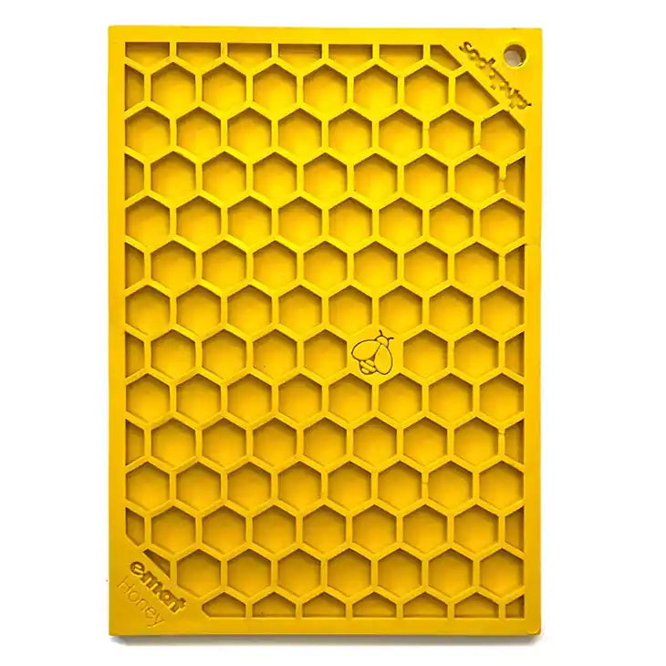 honeycomb pattern yellow dog lick mat