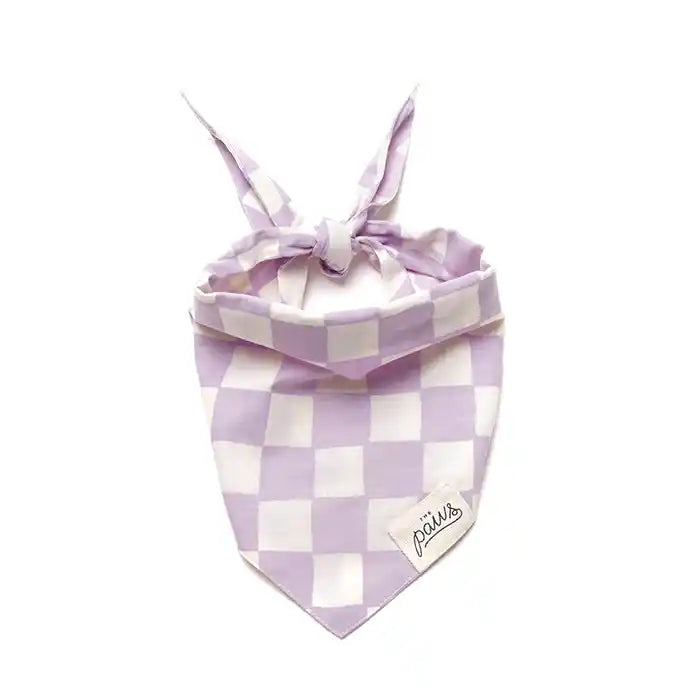 lavender checked pet dog bandana