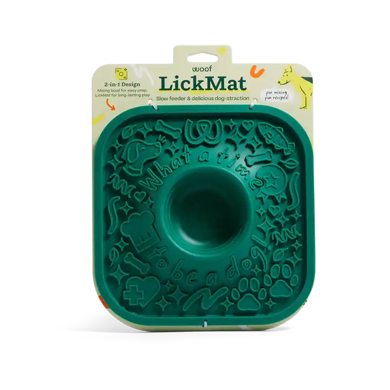 Green woof lick mat
