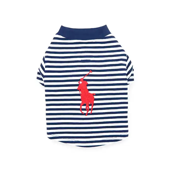 navy polo striped big pony logo dog crewneck shirt