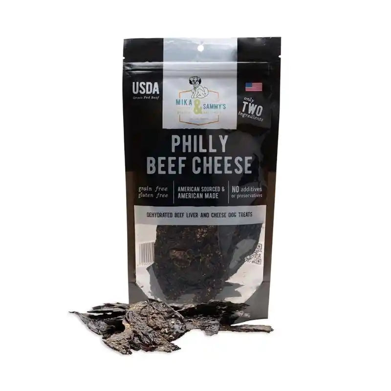 Package of Mika Sammy's Philly Beef Cheese dog treats