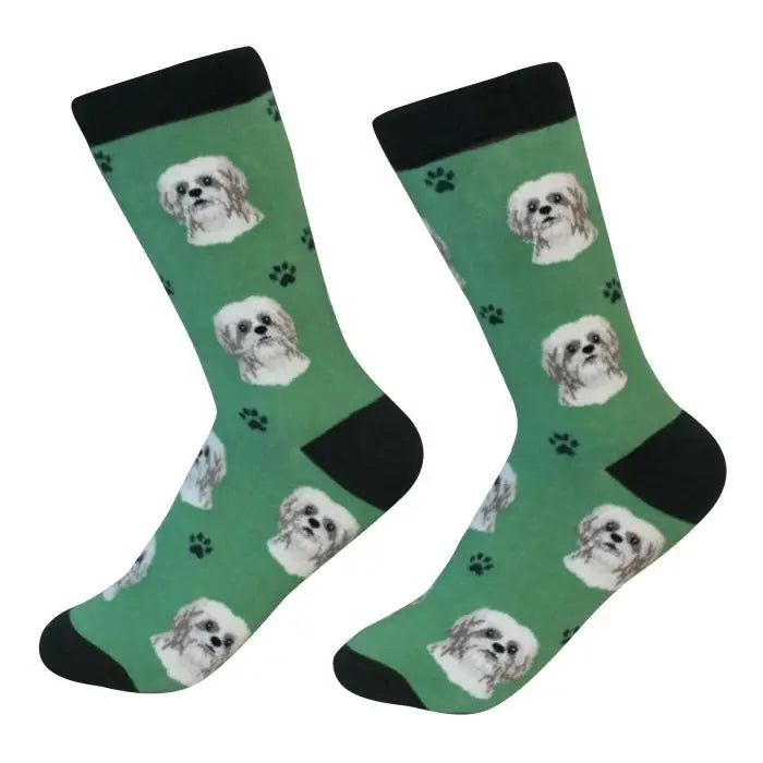 socks with shih tzu faces