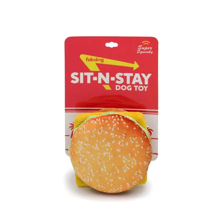 sit-n-stay cheeseburger dog toy packaging