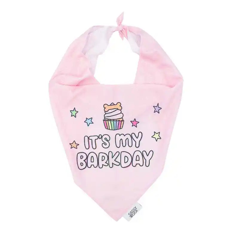 pink dog birthday bandana