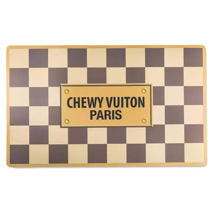 chewy vuiton checker pet placemat