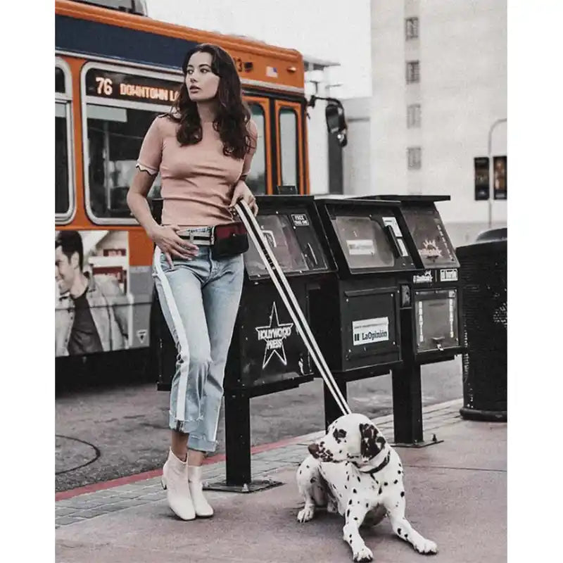 saint rue the padded city leash - cambon (tan and black)