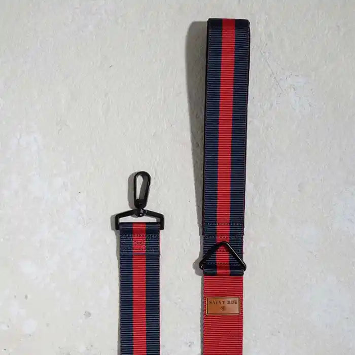 saint rue the padded city leash - honore (navy and red)