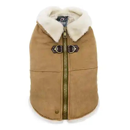 camel furry runner dog coat with built in harness