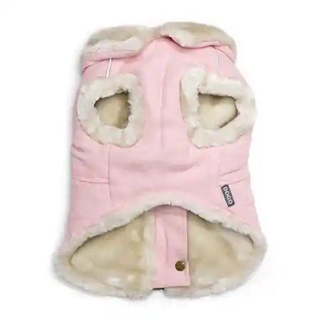 dogo furry runner dog coat with built in harness underside view