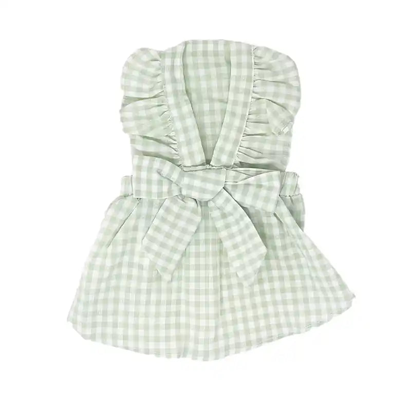 green gingham dog dress
