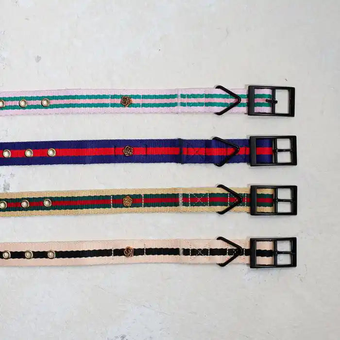 saint rue le classic collar with rose emblem and gold antique / matte black hardware