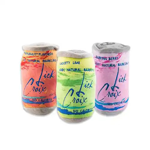 lick croix parody plush dog toy 3-pack