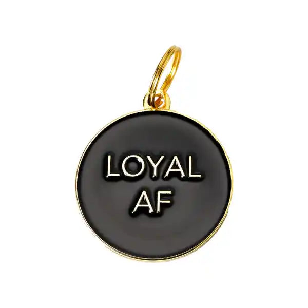 two tails LOYAL AF dog ID tag