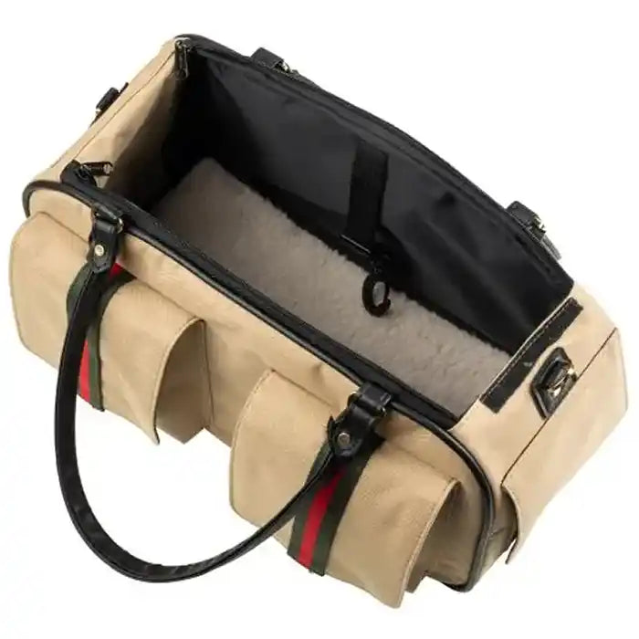 inside the marlee 2 khaki dog carrier