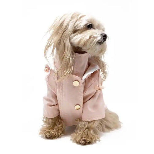 Blush Pink Waterproof Raincoat with Tie Dye Fleece Lining