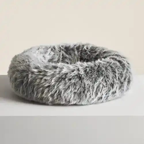 nuzzle grey faux fur pet bed
