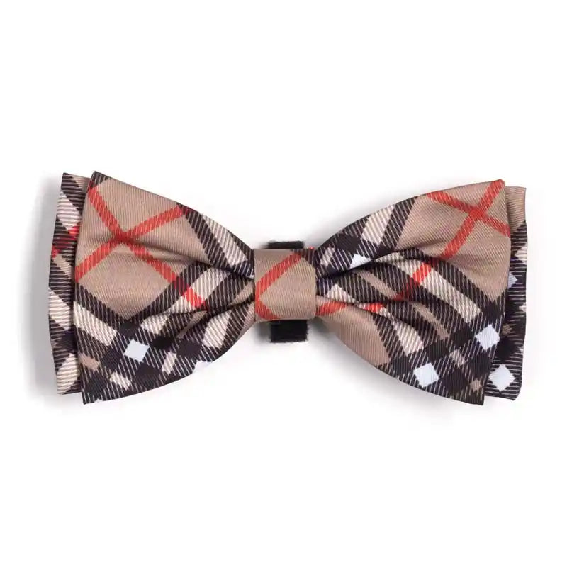burberry inspired check tan plaid bow-tie