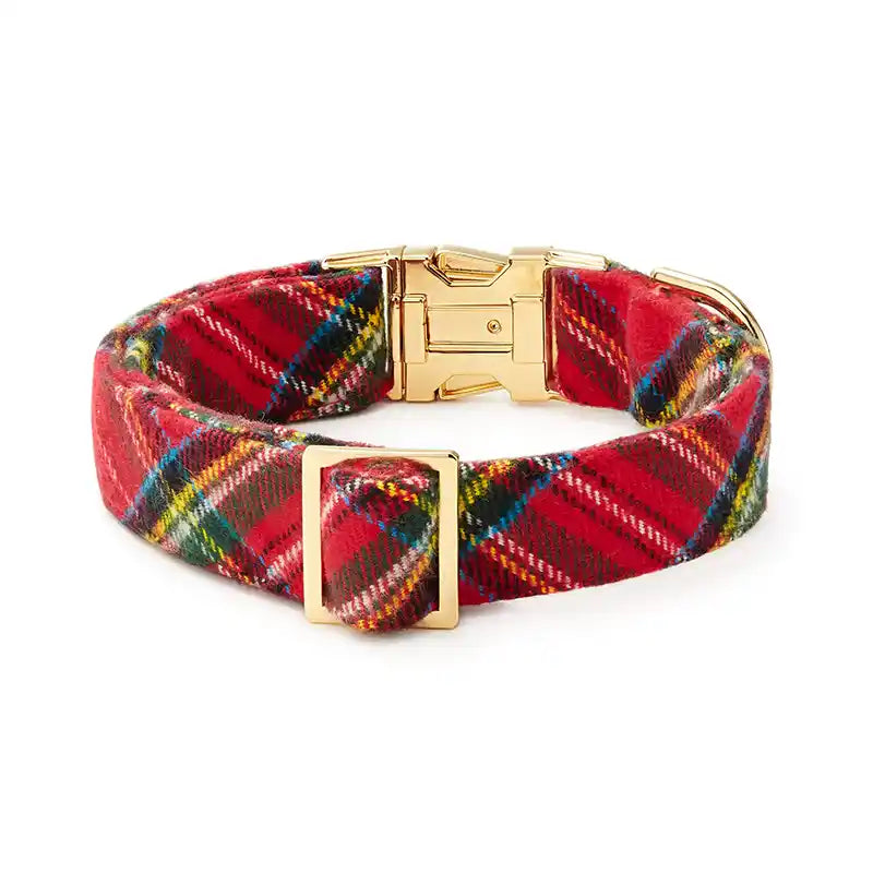 Foggy Dog Tartan Plaid Flannel Dog Collar back