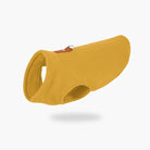 Yellow fleece vest for dogs on a white background.