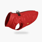 Red puffer vest for dogs on a white background