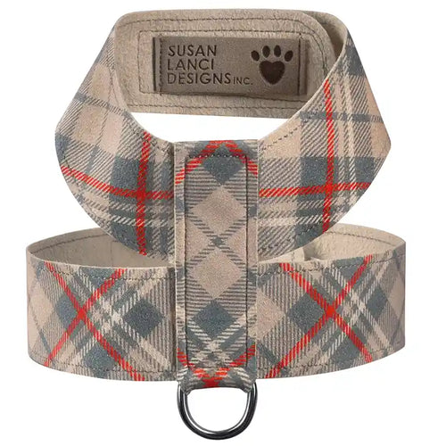 susan lanci scotty plaid tinkie dog harness in doe