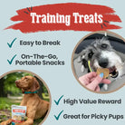 Infographic highlighting benefits of Farm to Pet fish training treats.