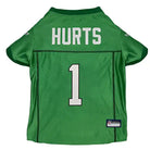 Back of Kelly Green Pets First Jalen Hurts NFL Jersey