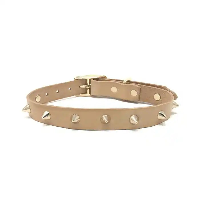 nice digs smooth spike leather dog collar - gold tan