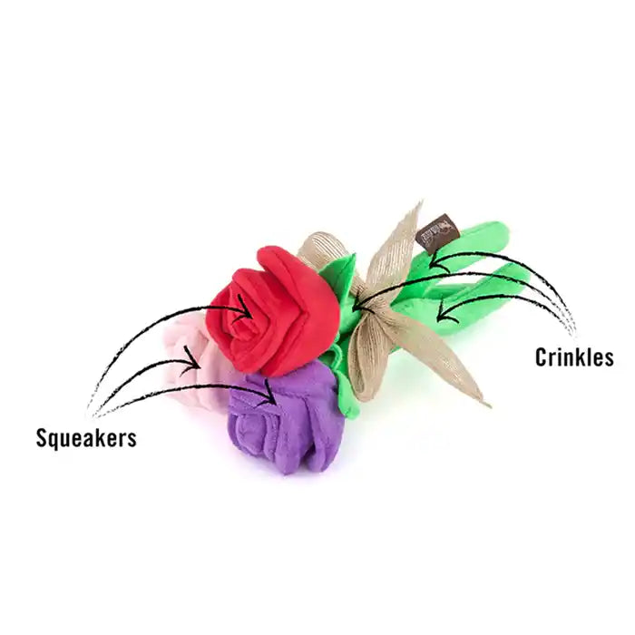 dog roses plush squeaky toy diagram