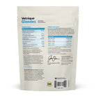 Back of Glandex supplement package showing ingredients and feeding instructions.