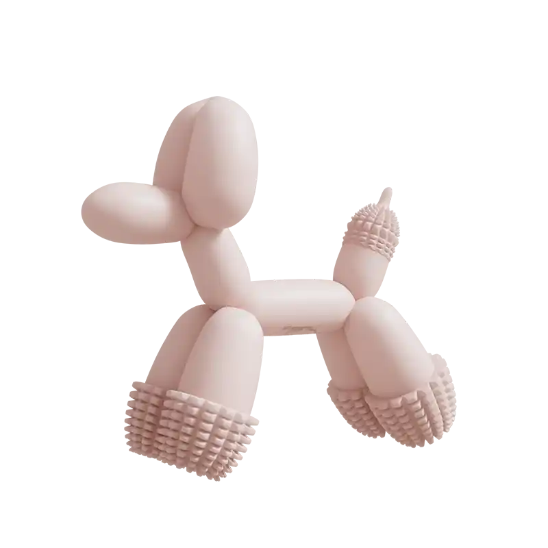 Pink balloon dog toy on a white background