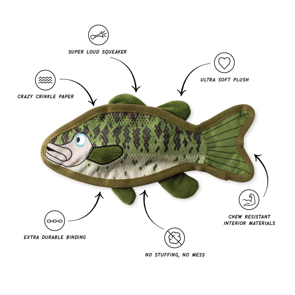 bass fish dog toy info