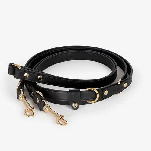 black italian leather leash