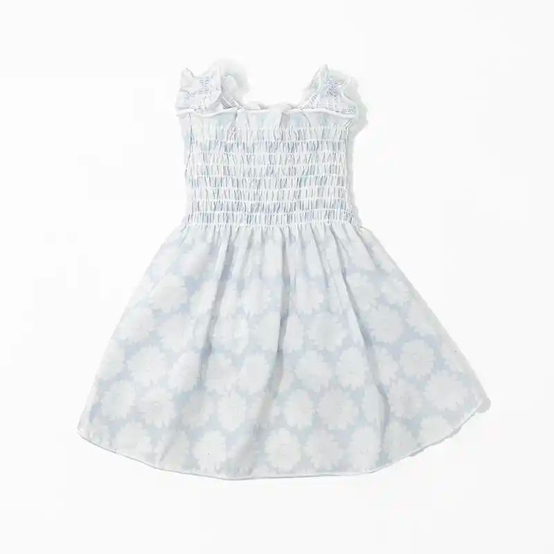 blue smocked daisy dog dress